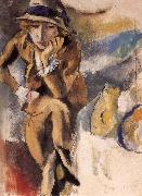 Jules Pascin Seating Portrait of Aierami oil painting on canvas